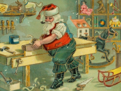 Picture of SANTA CLAUS IN WORKSHOP MAKING TOYS