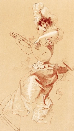 Picture of DESSIN ORIGINEL 1895 LADY WITH GUITAR