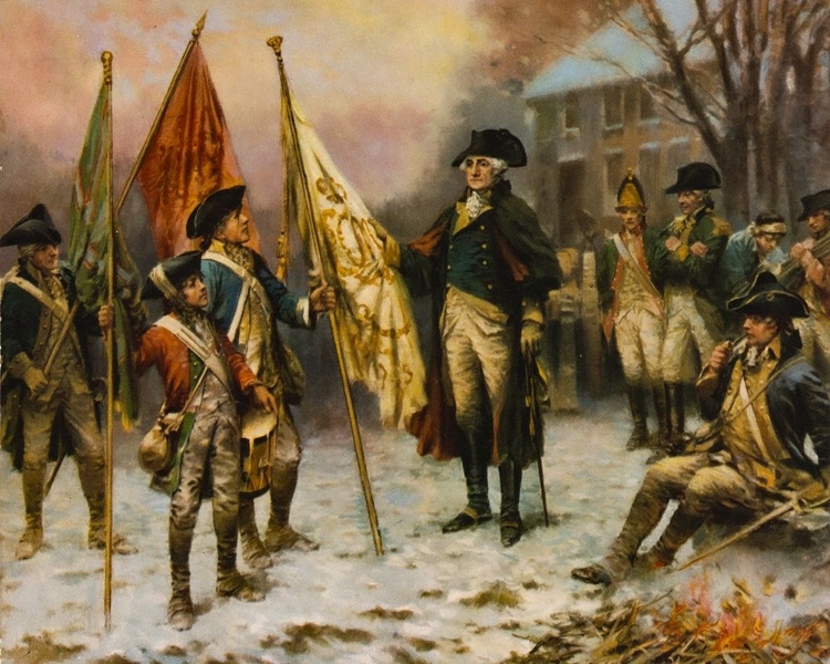 Picture of WASHINGTON INSPECTING THE CAPTURED COLORS AFTER THE BATTLE OF TRENTON