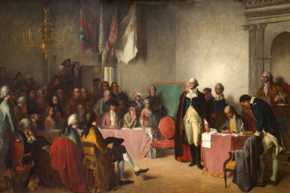 Picture of WASHINGTON RESIGNING HIS COMMISSION 1859