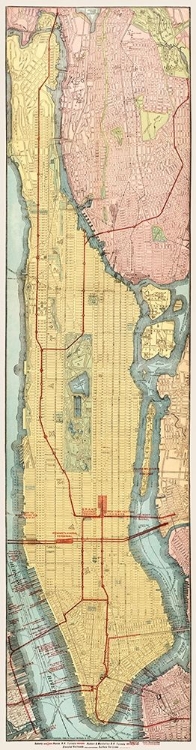 Picture of RAPID TRANSIT MAP OF MANHATTAN AND ADJACENT DISTRICTS OF NEW YORK CITY 1908