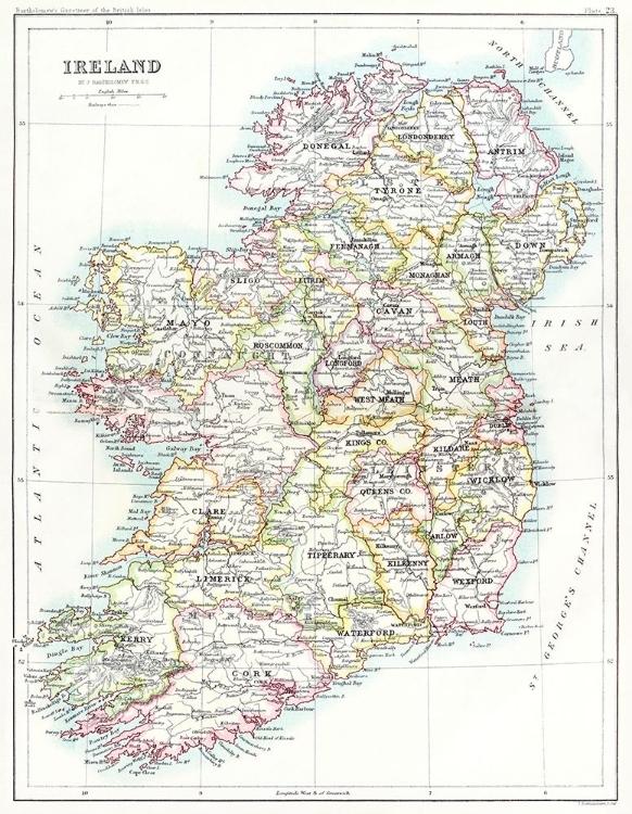 Picture of IRELAND FROM THE GAZETTEER OF THE BRITISH ISLES 1887