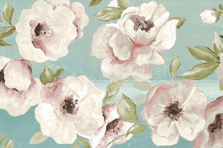 Picture of BLUSH FLOWERS ON TEAL