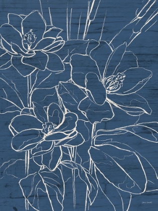 Picture of FLORAL SKETCH ON NAVY I