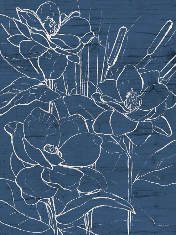 Picture of FLORAL SKETCH ON NAVY II