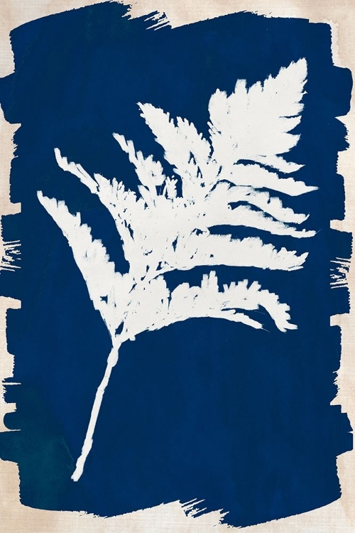 Picture of WHITE LEAF ON NAVY I