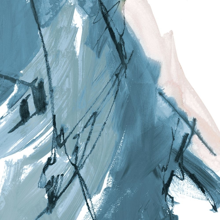 Picture of BLUE ON WHITE ABSTRACT I