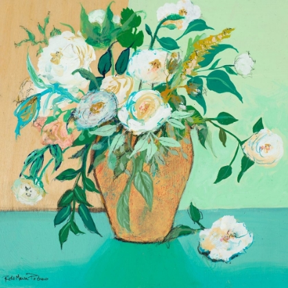 Picture of VASE OF WHITE ROSES