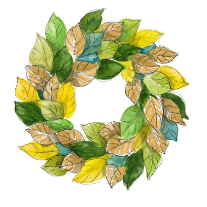 Picture of GREEN METALLIC LEAF WREATH