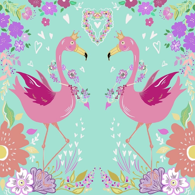 Picture of FLAMINGOS IN LOVE AQUA