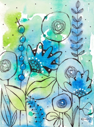 Picture of BLUE WATERCOLOR WILDFLOWERS II