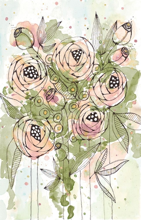 Picture of BLUSH AND GREEN FLORAL