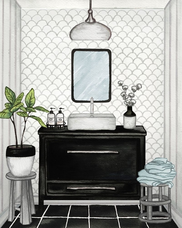 Picture of MODERN BLACK AND WHITE BATH II