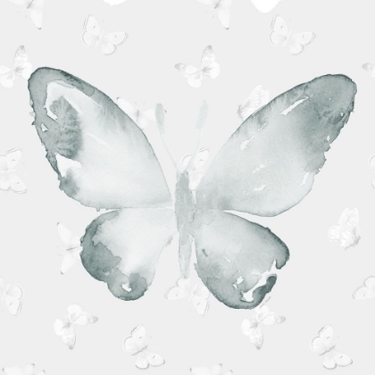 Picture of GREY WATERCOLOR BUTTERFLIES I