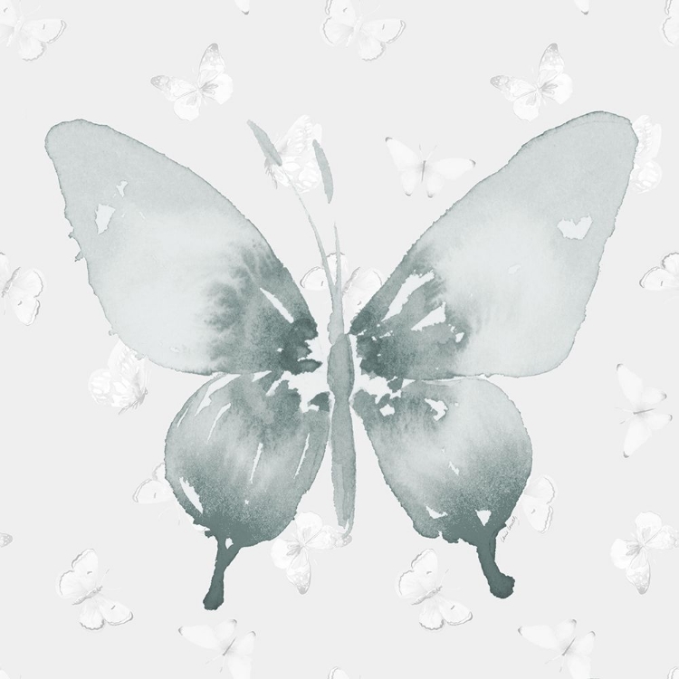 Picture of GREY WATERCOLOR BUTTERFLIES II