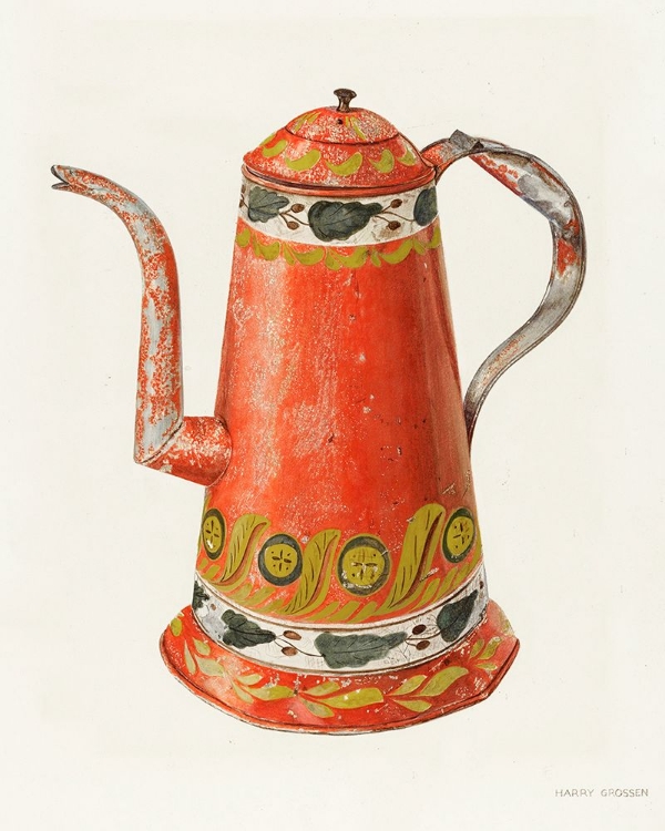 Picture of TOLEWARE TIN COFFEE POT 1938