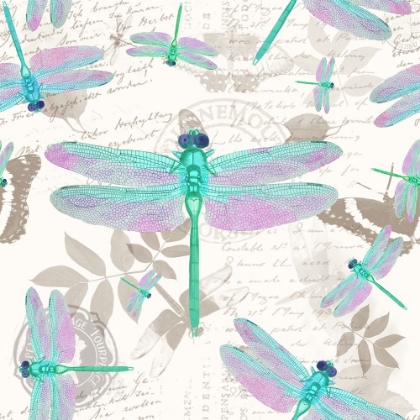 Picture of VINTAGE BOTANICALS DRAGONFLY PATTERN GREEN