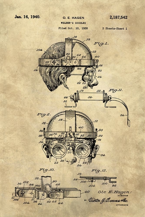 Picture of WELDING GOGGLES BLUEPRINT - INDUSTRIAL FARMHOUSE