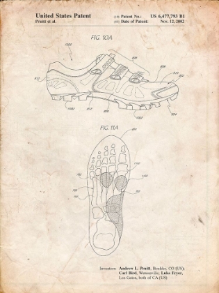 Picture of PP527-VINTAGE PARCHMENT CYCLING SHOES PATENT POSTER