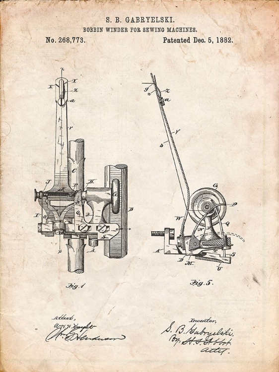 Picture of PP747-VINTAGE PARCHMENT BOBBIN WINDER FOR SEWING MACHINES POSTER