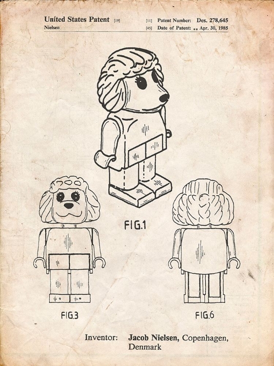 Picture of PP934-VINTAGE PARCHMENT LEGO POODLE PATENT POSTER