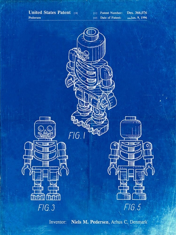 Picture of PP936-FADED BLUEPRINT LEGO SKELETON PATENT POSTER