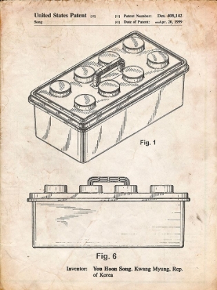 Picture of PP937-VINTAGE PARCHMENT LEGO STORAGE CONTAINER PATENT POSTER