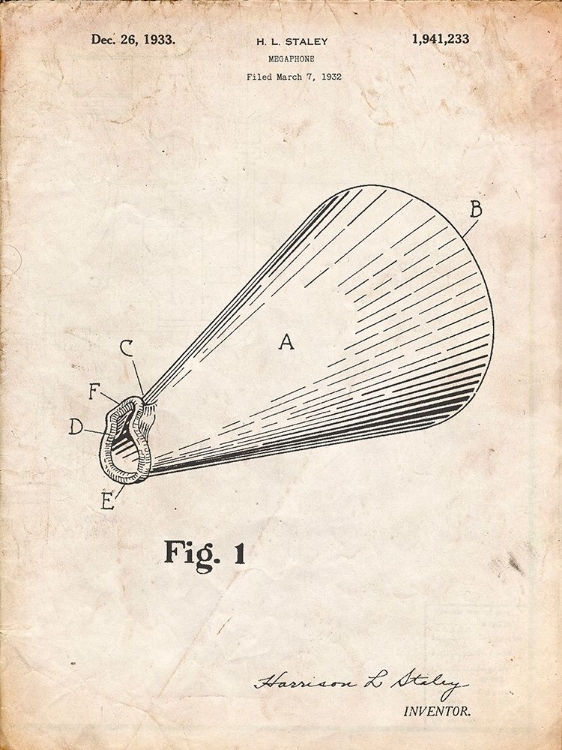 Picture of PP954-VINTAGE PARCHMENT MEGAPHONE POSTER