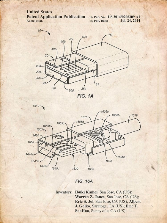 Picture of PP1013-VINTAGE PARCHMENT REVERSIBLE USB PATENT POSTER