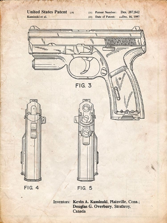 Picture of PP1081-VINTAGE PARCHMENT T 1000 LASER PISTOL PATENT POSTER