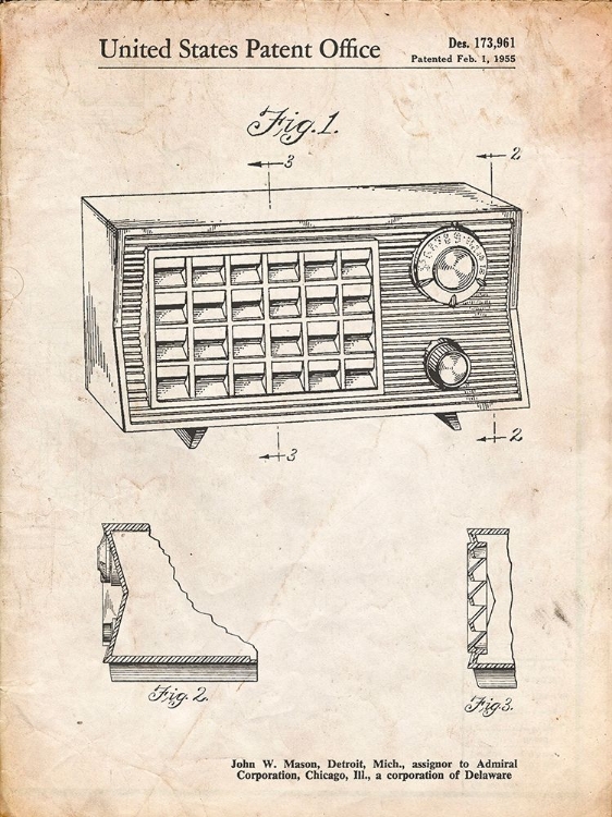 Picture of PP1126-VINTAGE PARCHMENT VINTAGE TABLE RADIO PATENT POSTER