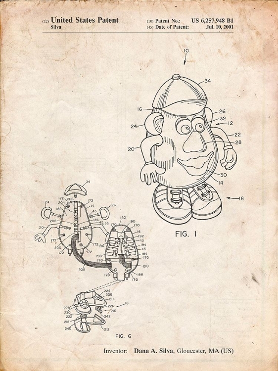 Picture of PP123- VINTAGE PARCHMENT MR. POTATO HEAD PATENT POSTER