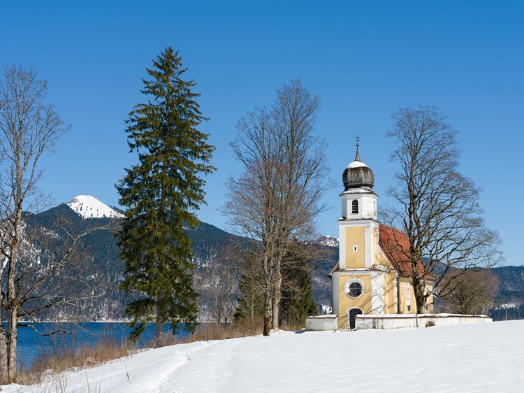 Picture of CHURCH SANKT MARGARETH AT ZWERGERN SPITZ-LAKE WALCHENSEE NEAR VILLAGE EINSIEDL IN THE SNOWY BAVARIA