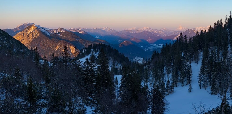 Picture of VIEW TOWARDS KARWENDEL MOUNTAINS-MT-JOCHBERG AND MT-BENEDIKTENWAND-VIEW FROM MT-HERZOGSTAND NEAR LA