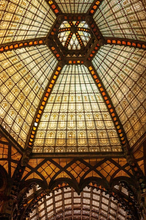 Picture of STAINED GLASS CEILING INSIDE FERENCIEK TERE-SQUARE OF THE FRANCISCANS-AN IMPORTANT PUBLIC TRANSPORT