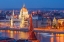 Picture of VIEW OF PARLIAMENT BUILDINGS ALONG DANUBE RIVER AT DUSK-BUDAPEST-CAPITAL OF HUNGARY-EUROPE