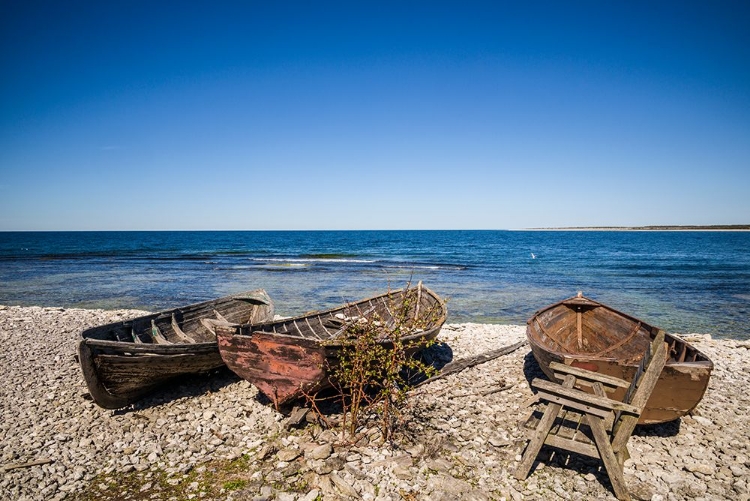 Picture of SWEDEN-FARO ISLAND-KURSVIKEN-COASTAL FARMERS FISHING BOATS