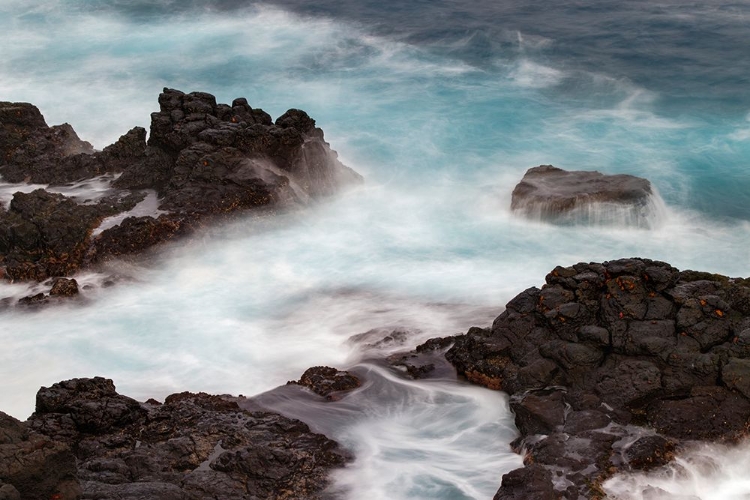 Picture of WAVES CRASHING OVER LAVA ROCKS ON SHORELINE OF ESPANOLA ISLAND-GALAPAGOS ISLANDS-ECUADOR