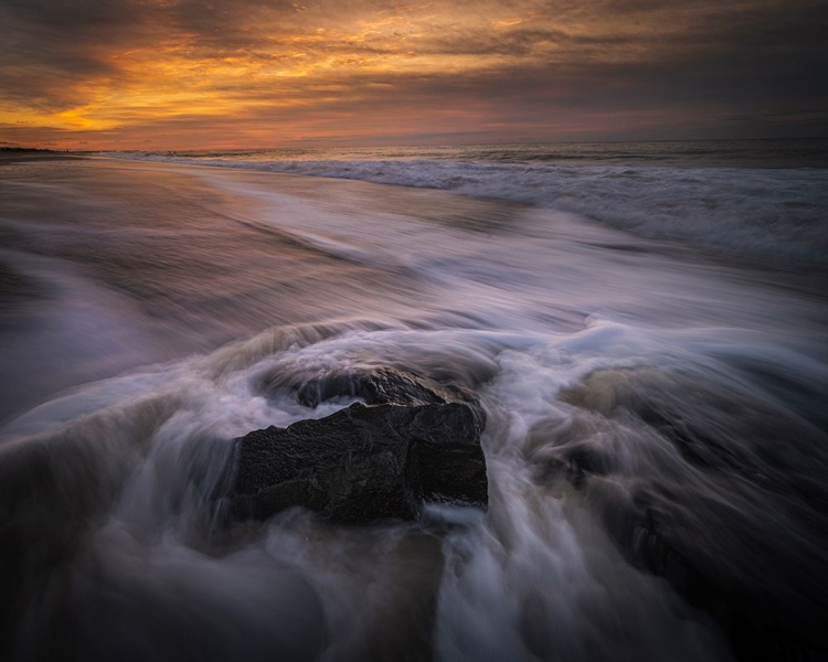 Picture of USA-NEW JERSEY-CAPE MAY NATIONAL SEASHORE SUNSET ON OCEAN AND BEACH SCENIC