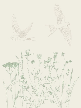 Picture of SWALLOWS AND WILDFLOWERS