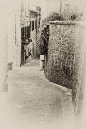 Picture of ITALY- UMBRIA. VINTAGE LOOK OF A STREET IN THE HISTORIC TOWN OF MONTONE.