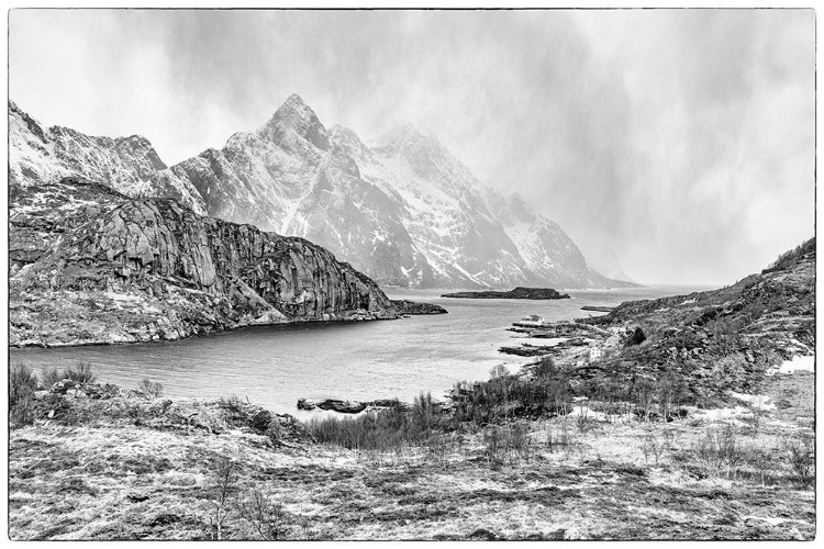 Picture of NORWAY- LOFOTEN ISLANDS. FJORD AT MOUNT HIMMELTINDEN