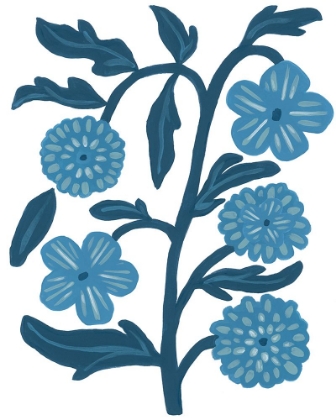 Picture of BLUE FOLK FLORALS I