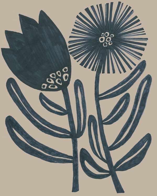 Picture of BLOCKPRINT FOLK FLOWERS II