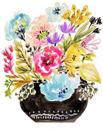 Picture of BLACK FLORAL VASE I