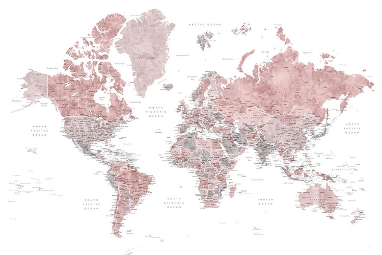 Picture of DETAILED WORLD MAP WITH CITIES, PIPER