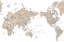 Picture of PACIFIC CENTERED WORLD MAP IN TAUPE