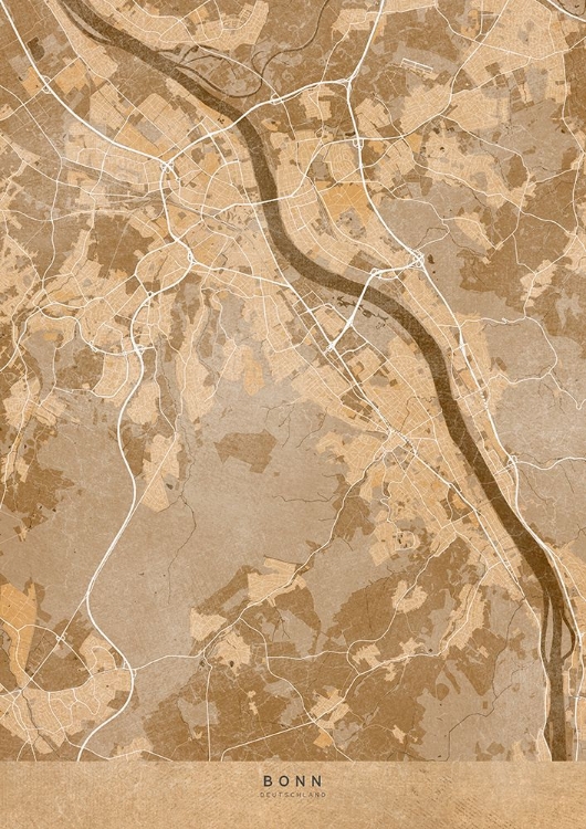 Picture of SEPIA VINTAGE MAP OF BONN GERMANY