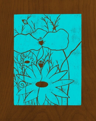 Picture of WENGE WOOD FLORAL 1-BLUE