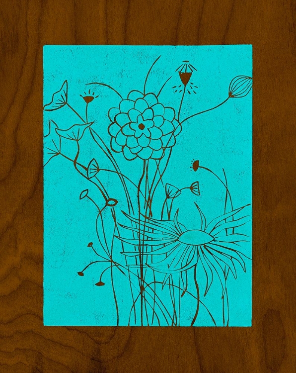 Picture of WENGE WOOD FLORAL 2-BLUE